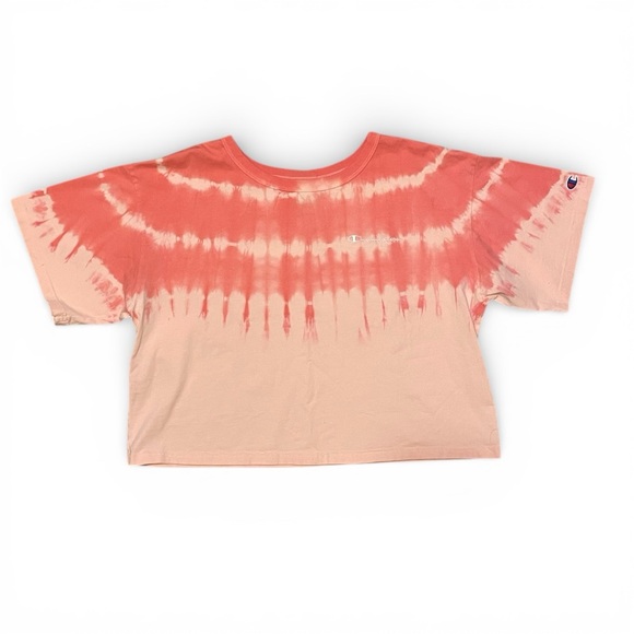 Champion Cropped Tie-Dye Tee - Coral and Cream - Picture 2 of 5